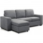Sofá Chaiselongue Mika, sofá de 3 plazas con pouff Reversible en tapizado en Tela Antimanchas. - Gris