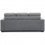 Sofá Chaiselongue Mika, sofá de 3 plazas con pouff Reversible en tapizado en Tela Antimanchas. - Gris